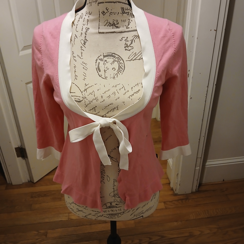 BCBGMaxAzria Pink and Cream Cardigan